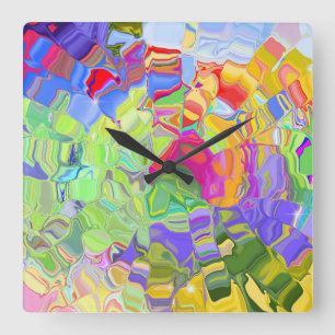 Carrée Horloge Carré des couleurs liquides