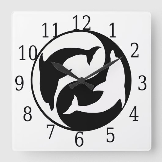 Carrée Horloge Carré des dauphins Yin Yang (Recto)