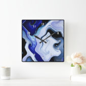 Carrée Horloge Carré des vagues bleues (Maison)