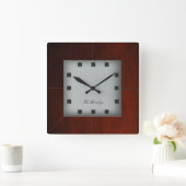 Carrée Horloge Carré en bois personnalisée (Maison)