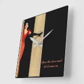 Carrée Horloge carré moderne avec proverbe (Angle)