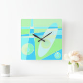 Carrée Horloge carré Surf Abstrait Pastel Blue Green (Maison)