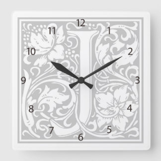 Carrée Horloge Carré William Morris Alphabet "J"