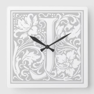 Carrée Horloge Carré William Morris Alphabet "J"
