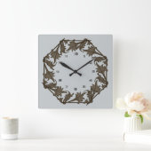 Carrée Horloge - Cercle de Feuilles (Maison)