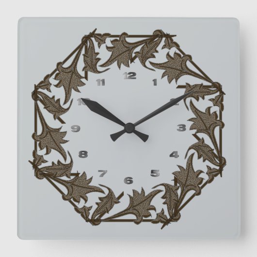 Carrée Horloge - Cercle de Feuilles (Recto)