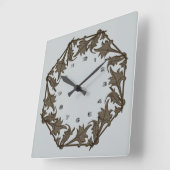 Carrée Horloge - Cercle de Feuilles (Angle)