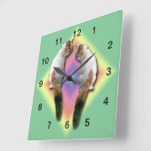 Carrée Horloge - Chat en miroir (Angle)