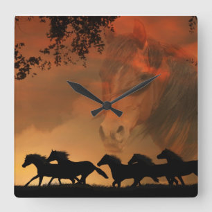 Carrée Horloge Cheval Forever Gratuite