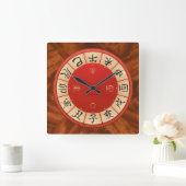 Carrée Horloge chinoise du mur de zodiac (Maison)