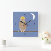 Carrée Horloge - Chouette et lune (Maison)