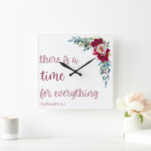 Carrée Horloge chrétienne moderne | Ecclesiastes 3:1 (Maison)