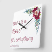 Carrée Horloge chrétienne moderne | Ecclesiastes 3:1 (Angle)