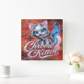 Carrée Horloge Chrome Kitten Outback Purrer (Maison)