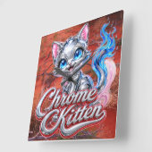 Carrée Horloge Chrome Kitten Outback Purrer (Angle)