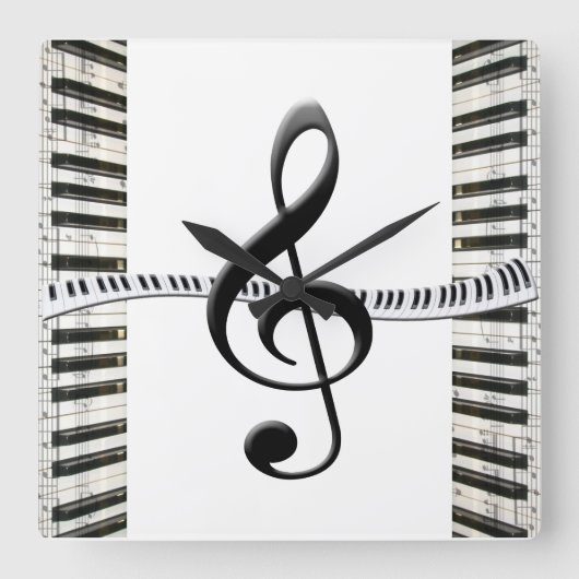 Carrée Horloge Clavier de Piano (Recto)