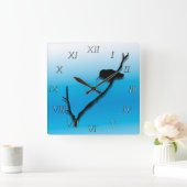 Carrée Horloge - Colibris à la branche (Maison)