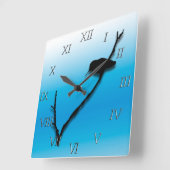 Carrée Horloge - Colibris à la branche (Angle)