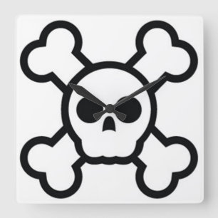 Carrée horloge crâne jolly roger