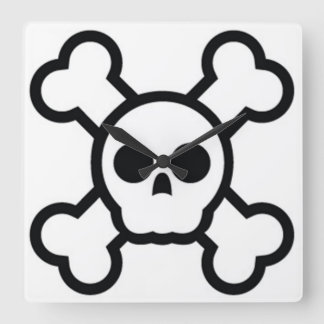 Carrée horloge crâne jolly roger