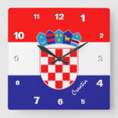 Carrée Horloge Croatie, maison patriotique, Drapeau Croat (Recto)