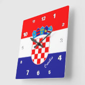 Carrée Horloge Croatie, maison patriotique, Drapeau Croat (Angle)