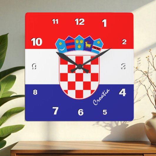 Carrée Horloge Croatie, maison patriotique, Drapeau Croat