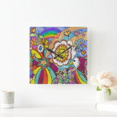 Carrée Horloge d'aigle psychédélique rétro des années 60 (Maison)