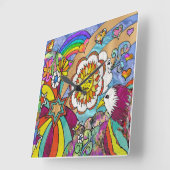 Carrée Horloge d'aigle psychédélique rétro des années 60 (Angle)