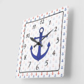 Carrée Horloge d'Ancre bleu de plage Nautical (Angle)