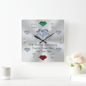 Carrée Horloge d'anniversaire de diamant avec des vos (Maison)