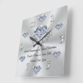 Carrée Horloge d'anniversaire de diamant ou votre (Angle)