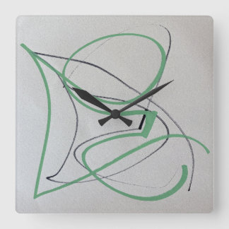 Carrée Horloge d'art abstrait bicolore moderne
