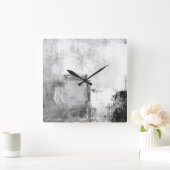Carrée Horloge d'art Abstrait noir et blanc (Maison)