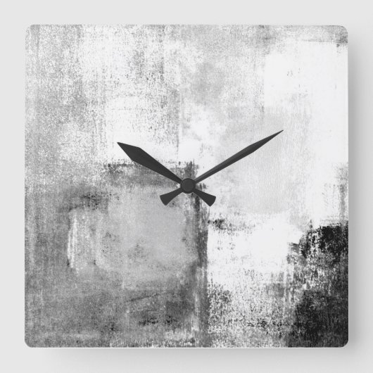 Carrée Horloge d'art Abstrait noir et blanc (Recto)