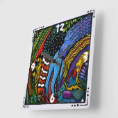 Carrée Horloge d'art Abstraite colorée (Angle)