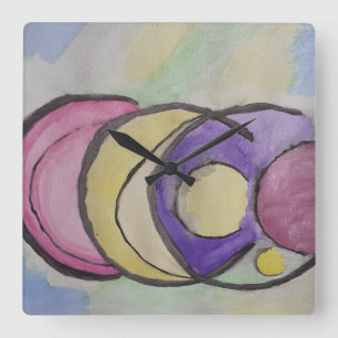 Carrée Horloge d'art Abstraite Planètes