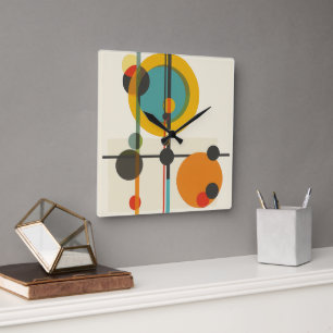 Carrée Horloge d'art géométrique moderne du milieu du siè