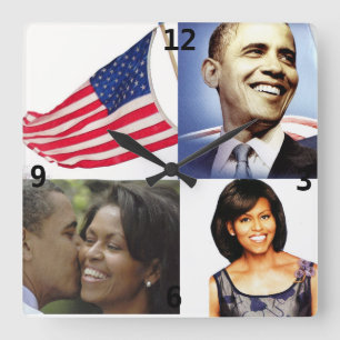 Carrée Horloge de BARACK ET de MICHELLE OBAMA