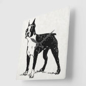 Carrée horloge de boston terrier (Angle)