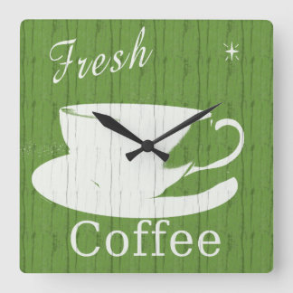 Carrée Horloge de café rustique Tintable