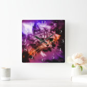 Carrée Horloge "de chat céleste" de peinture de Digitals (Maison)