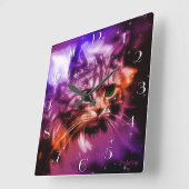 Carrée Horloge "de chat céleste" de peinture de Digitals (Angle)