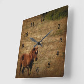 Carrée Horloge de cheval sauvage (Angle)