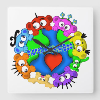 Carrée Horloge de conception du logo de Planet Peek-A-Boo