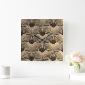 Carrée Horloge de conception du ventilateur Art déco noir (Maison)