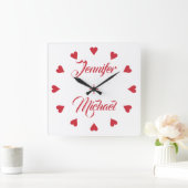 Carrée Horloge de couple avec coeur (Maison)