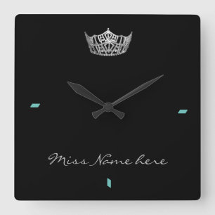 Carrée Horloge de couronne d'argent de style de Mlle