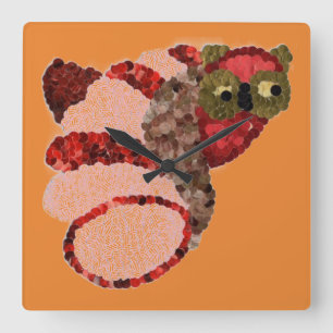 Carrée Horloge de cuisine Carré de hibou