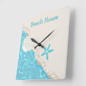 Carrée Horloge de cuisine de plage (Angle)